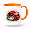Plastový bílý hrnek BERUŠKA s oranžovým vnitřkem a uchem 300 ml (oboustranný potisk)
