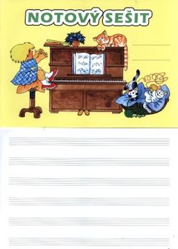 Notový sešit    (obrázek: pianino, 32str.)
