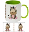 Keramický bílý hrnek ZEBRA se zeleným vnitřkem a uchem 330 ml (oboustranný potisk)