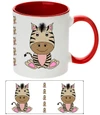 Keramický bílý hrnek ZEBRA s červeným vnitřkem a uchem 330 ml (oboustranný potisk)