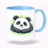 Plastový bílý hrnek PANDA s modrým vnitřkem a uchem 300 ml (oboustranný potisk)