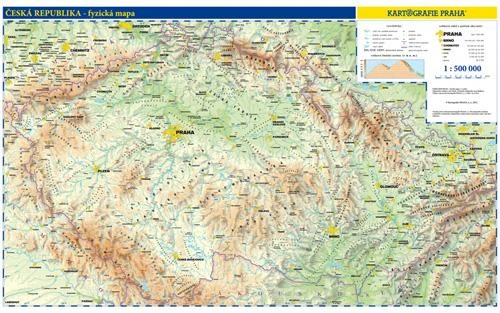 Česko - nástěnná fyzická mapa , 990x620mm | Albra s.r.o.