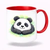 Plastový bílý hrnek PANDA s červeným vnitřkem a uchem 300 ml (oboustranný potisk)