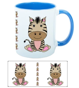 Keramický bílý hrnek ZEBRA s modrým vnitřkem a uchem 330 ml (oboustranný potisk)