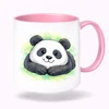 Plastový bílý hrnek PANDA s růžovým vnitřkem a uchem 300 ml (oboustranný potisk)
