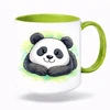 Plastový bílý hrnek PANDA se zeleným vnitřkem a uchem 300 ml (oboustranný potisk)