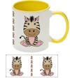 Keramický bílý hrnek ZEBRA se žlutým vnitřkem a uchem 330 ml (oboustranný potisk)