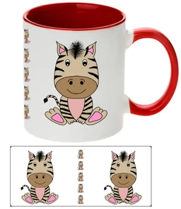Keramický bílý hrnek ZEBRA s červeným vnitřkem a uchem 330 ml (oboustranný potisk)