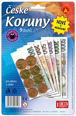 České koruny s mincemi - peníze do hry
