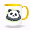 Plastový bílý hrnek PANDA se žlutým vnitřkem a uchem 300 ml (oboustranný potisk)