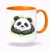Plastový bílý hrnek PANDA s oranžovým vnitřkem a uchem 300 ml (oboustranný potisk)