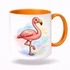 Plastový bílý hrnek PLAMEŇÁK s oranžovým vnitřkem a uchem 300 ml (oboustranný potisk)